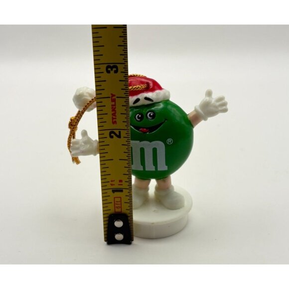 Vintage Green M&Ms Character Christmas Tree Ornament Waving with Santa Hat Mars - Picture 3 of 8